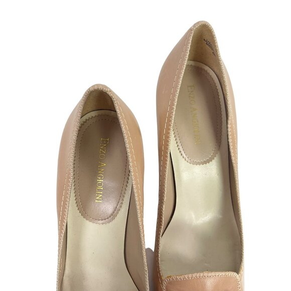 Enzo Angiolini Beige Tan Leather Kitten Heels Classic Women Office Shoes 10 - Picture 7 of 11